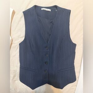 Abercrombie & Fitch Navy Pinstripe Women's Vest